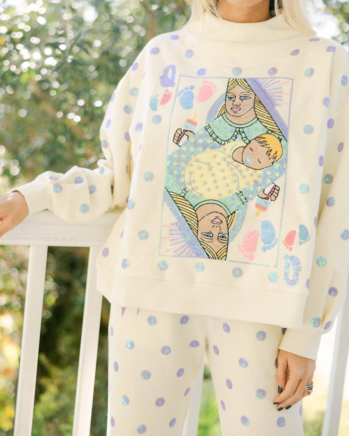 Queen Of Sparkles - Polka Dot Mama Card Logo Sweatshirt