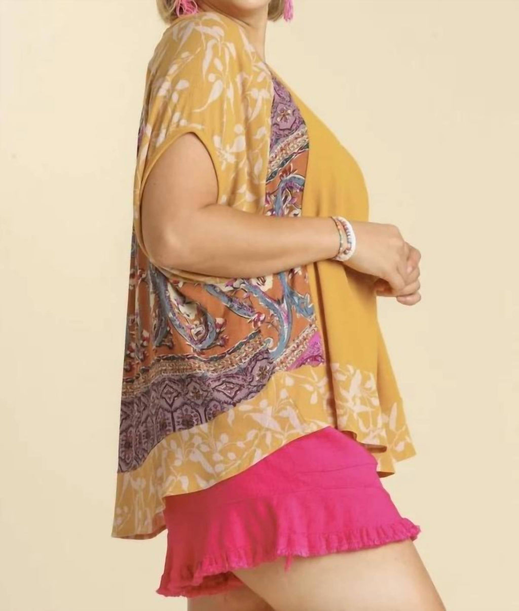 Umgee - Mixed Print Short Sleeve Top