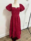 In February - Timeless Elegance Floral Jackerd Puff Sleeve Midi Dress