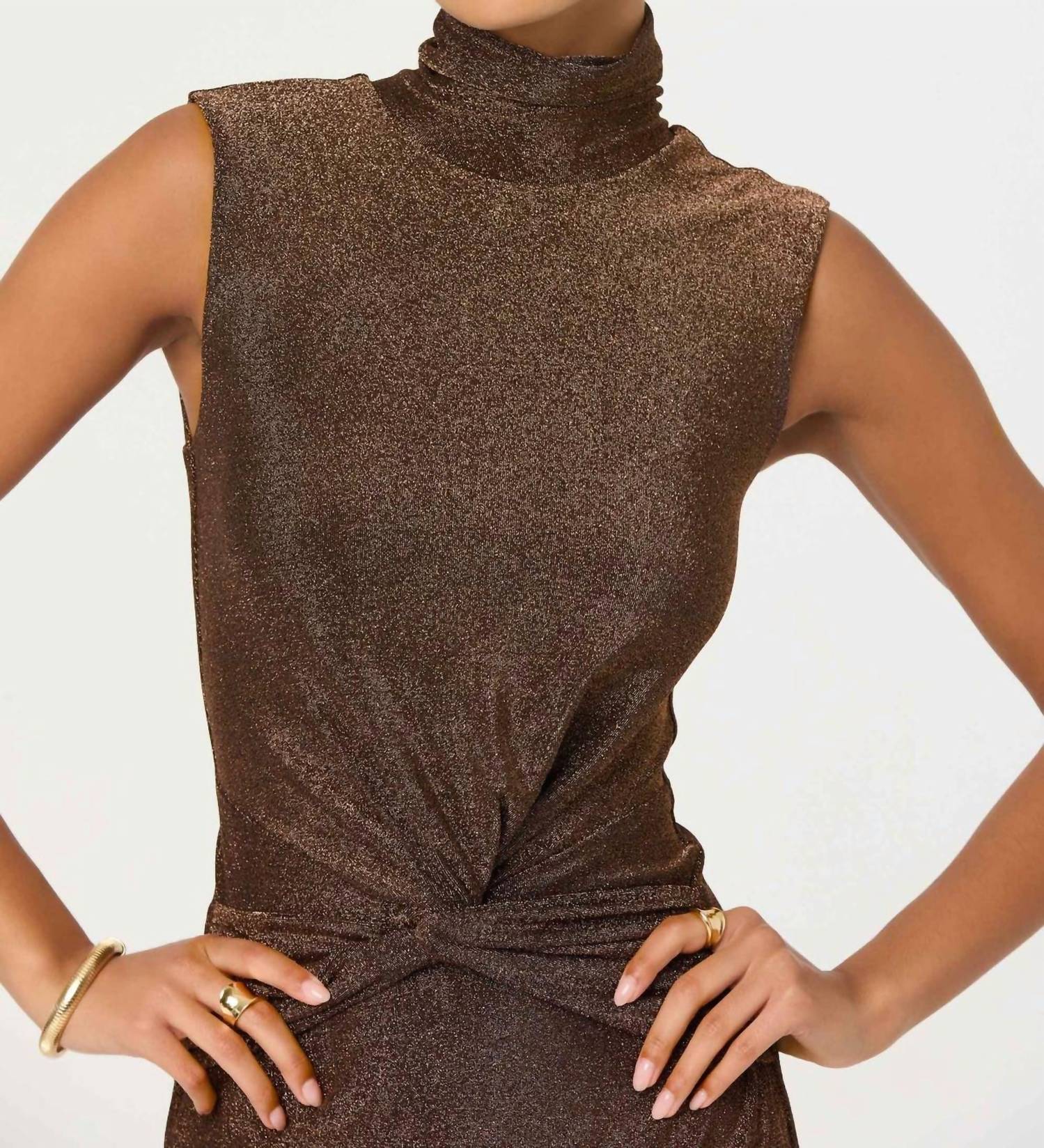 Astr - Riana Metallic Twist Front Maxi Dress