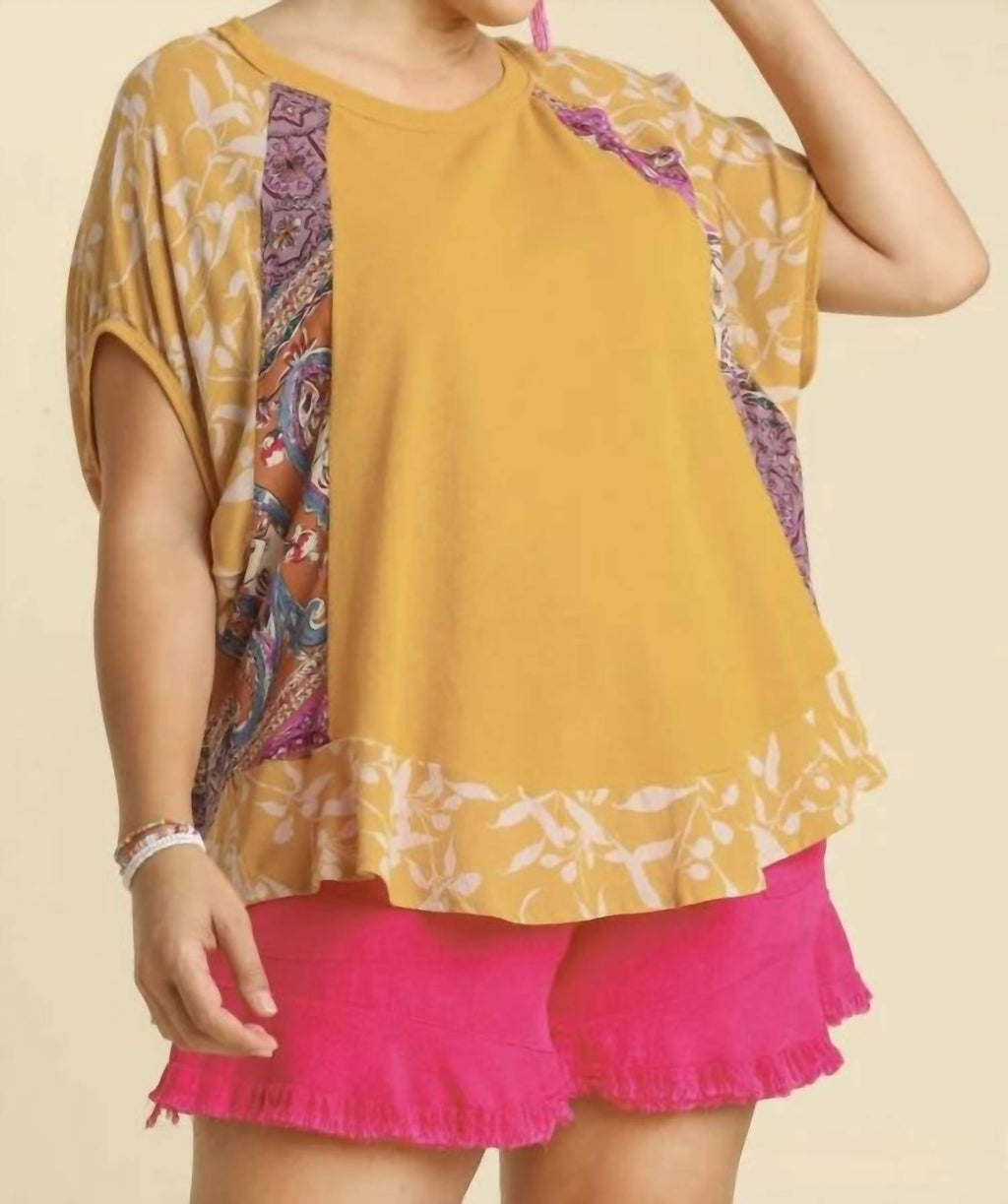 Umgee - Mixed Print Short Sleeve Top