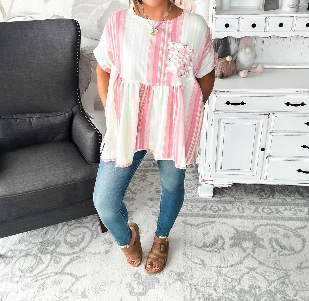 Sage+Fig - In My Mind Babydoll Short Sleeve Top