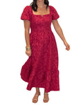 In February - Timeless Elegance Floral Jackerd Puff Sleeve Midi Dress