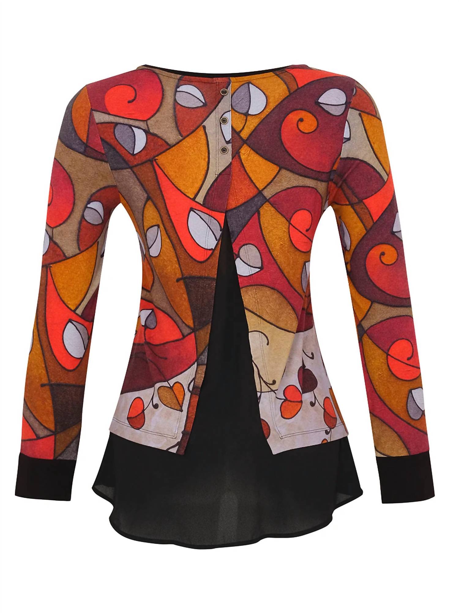 Dolcezza - Simply Art Heart Leaves Tunic Top