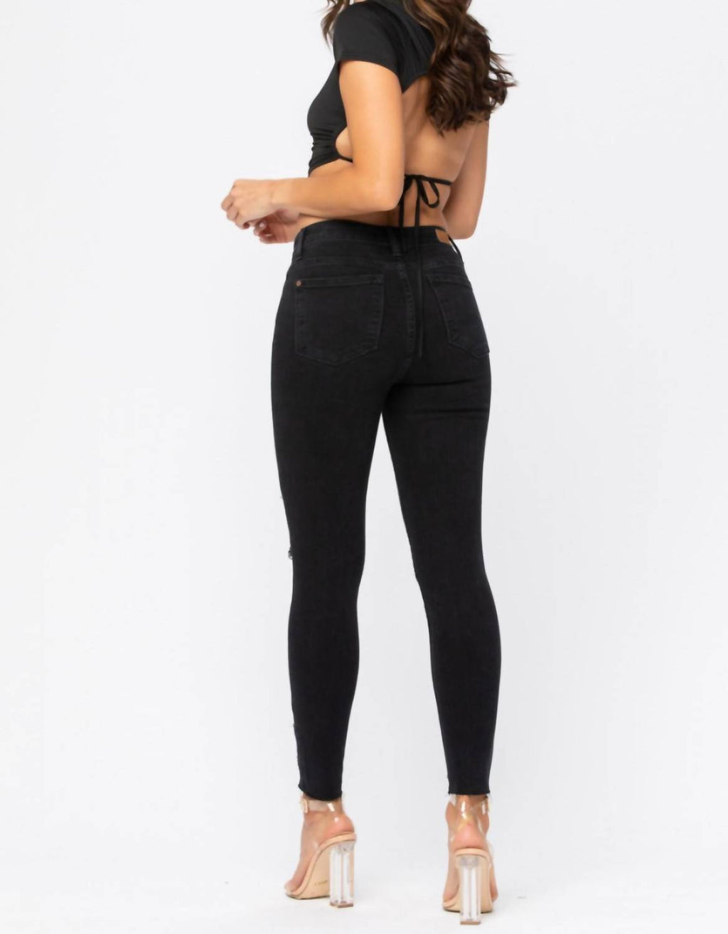 Judy Blue - Mid-rise Destroyed Leopard Patch Skinny Jeans