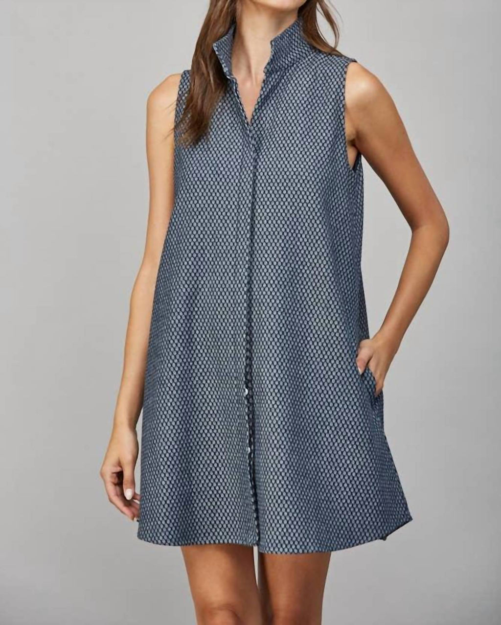 Fate - Stand Collar Mini Shift Dress