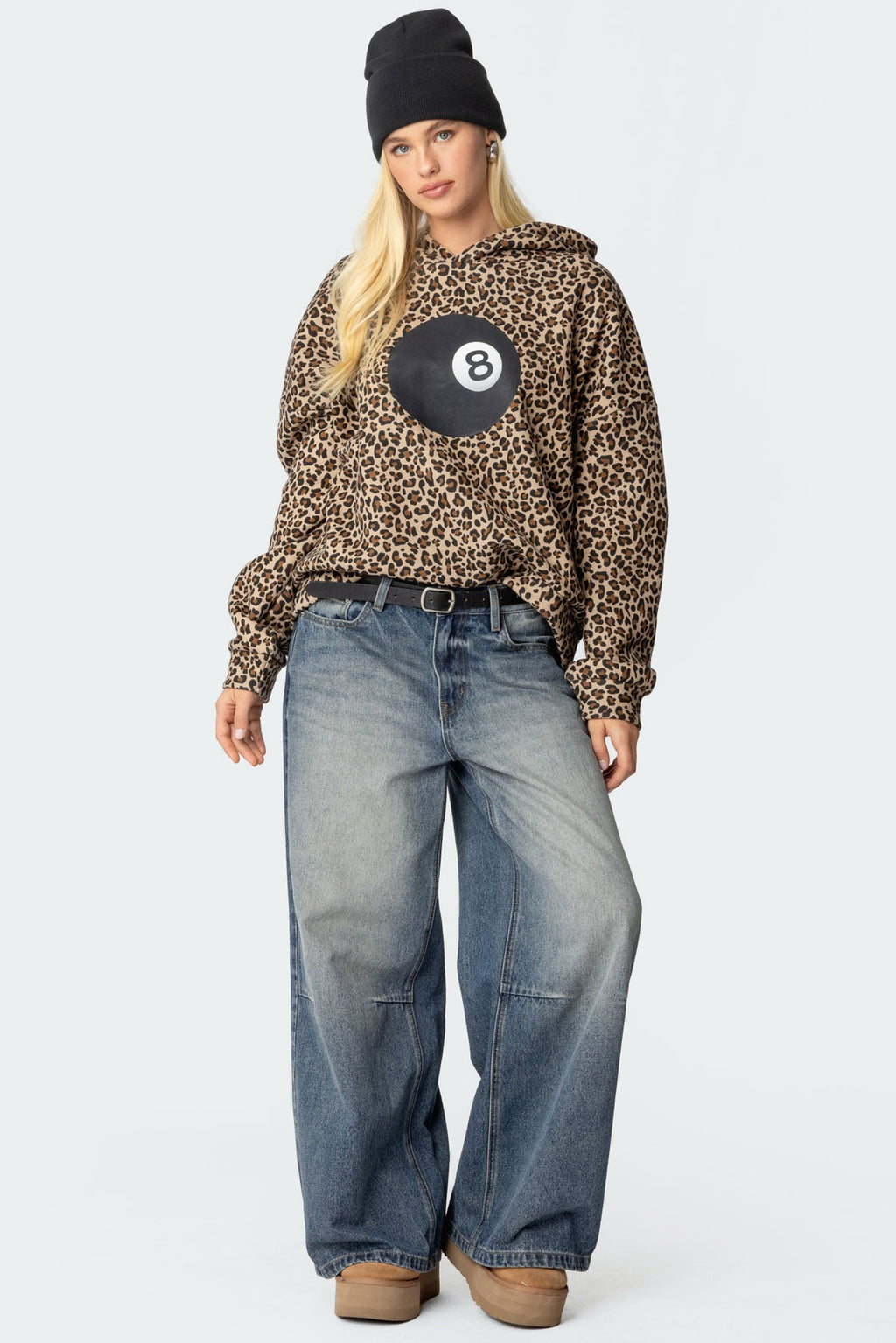 Leopard 8 Ball Oversized Hoodie