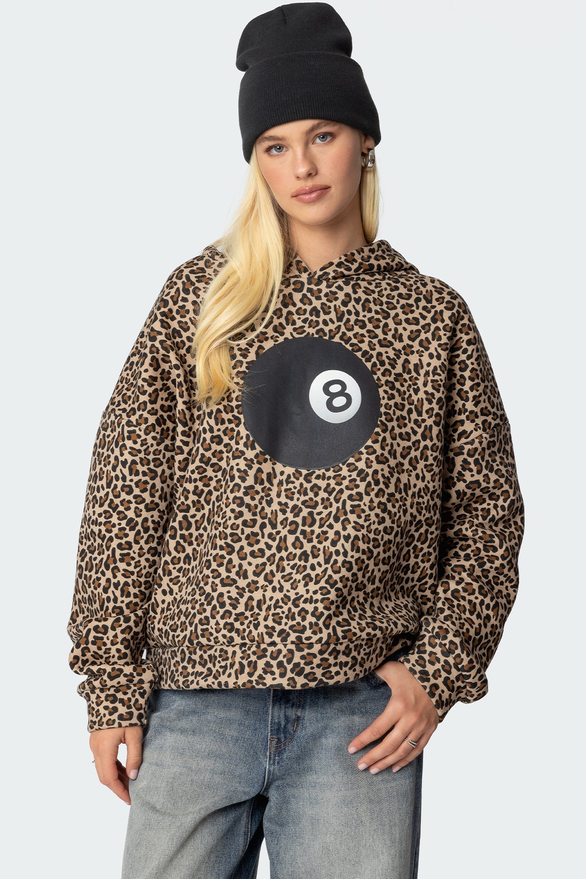 Leopard 8 Ball Oversized Hoodie