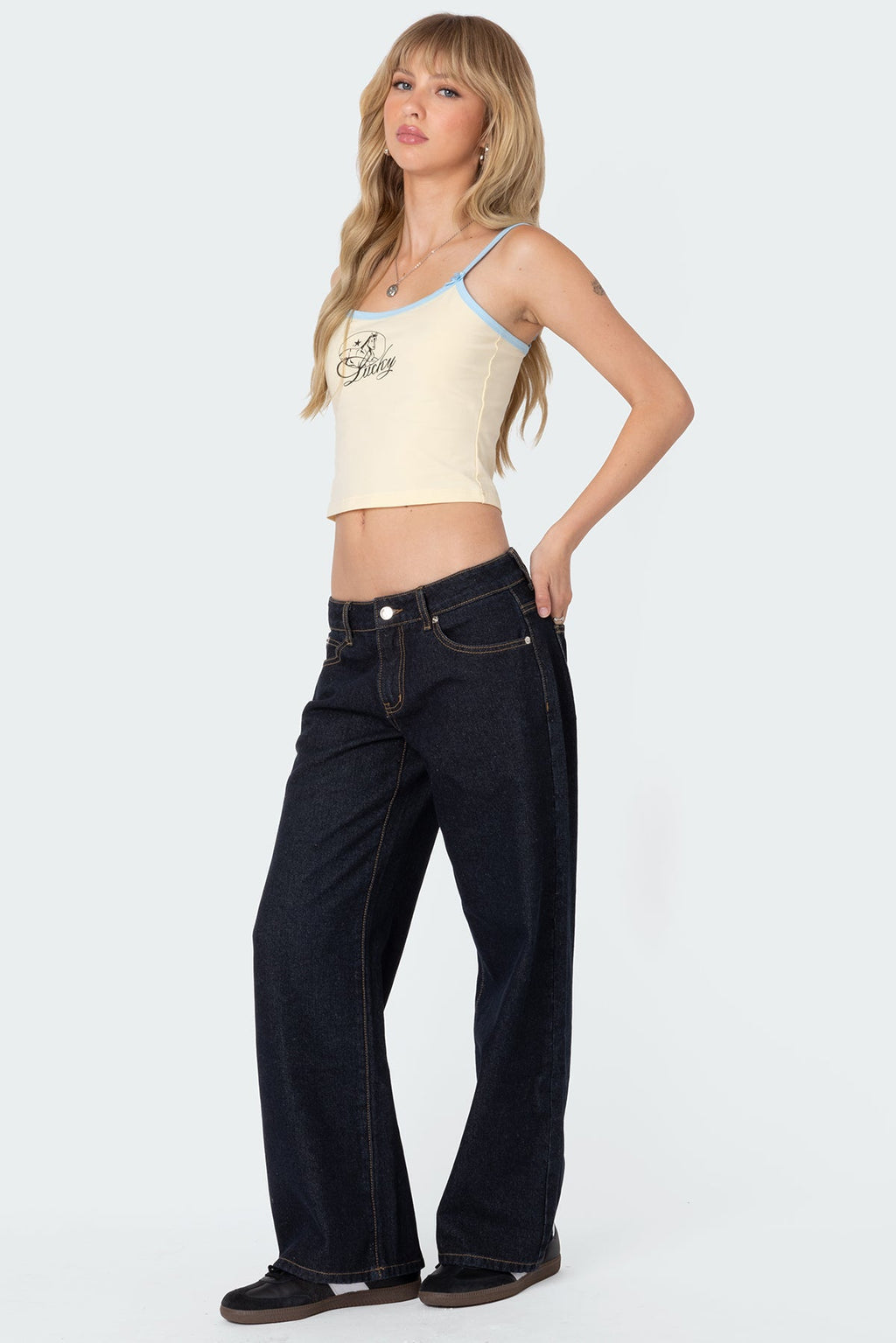 Petite Raelynn Washed Low Rise Baggy Jeans