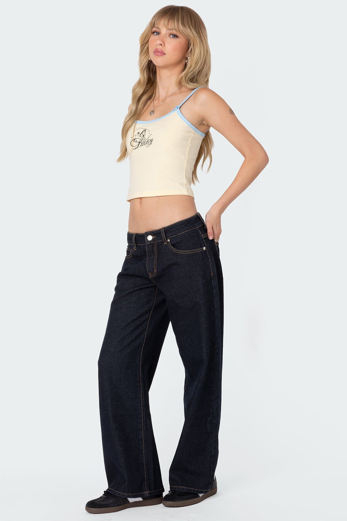 Petite Raelynn Washed Low Rise Baggy Jeans