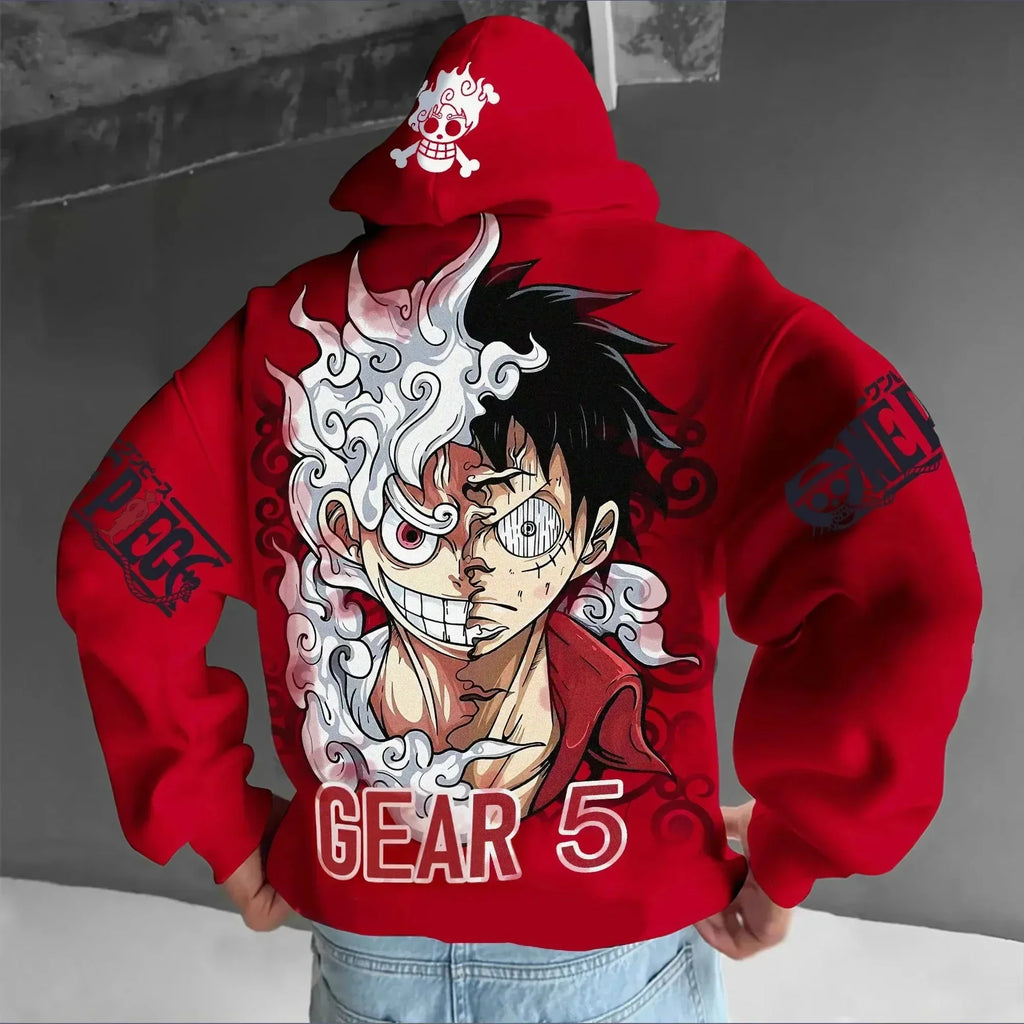 ONE PIECE Anime Luffy Joint Men's Hoodie Spring and Autumn New Large Daily Loose Japan Harajuku Parent-Child Pullover Top