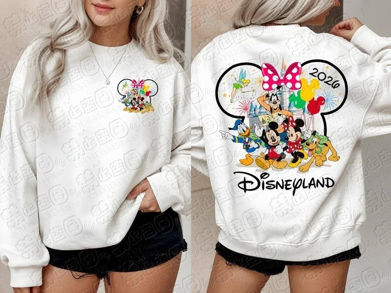 2026 Mickey and Friends Peripheral Printed Hoodies Latest Fashion Girls Spring Loose Parent-child Comfortable Round-neck Hoodie