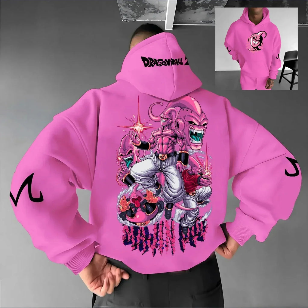 2026 Autumn Winter Dragon Ball  Hoodie High Quality 100% Cotton Majin Buu Print Unisex Oversized Casual Pullover for Adults Kids