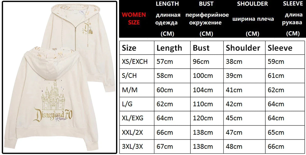 70th Anniversary Castle Mickey Mouse Letter Print Embroidery Fleece Sweatshirt Unisex Women Zip Up Jacket Jumper Tops