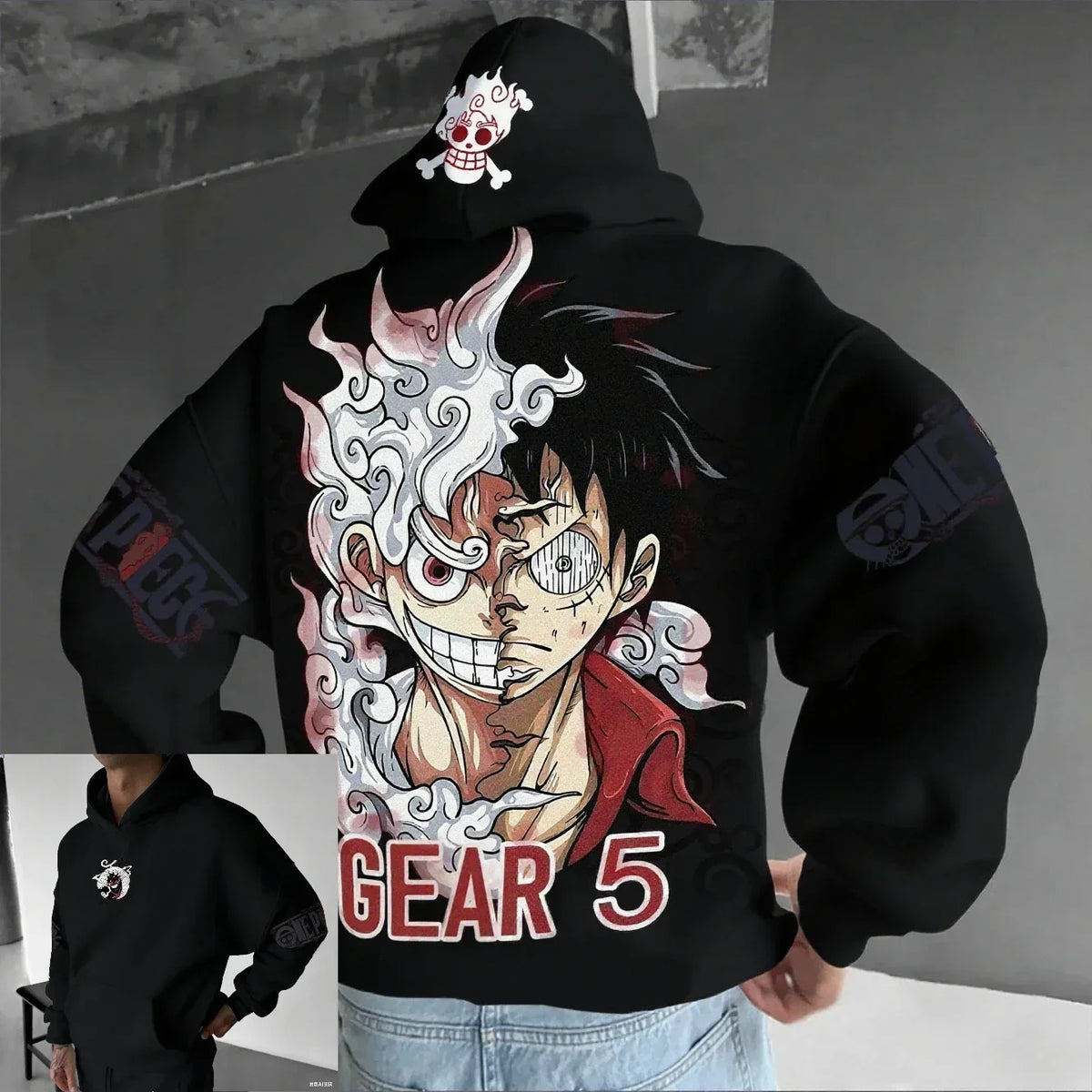 ONE PIECE Anime Luffy Joint Men's Hoodie Spring and Autumn New Large Daily Loose Japan Harajuku Parent-Child Pullover Top
