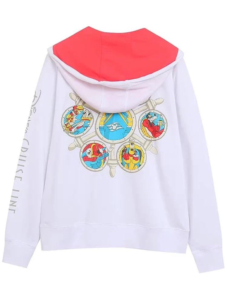 70th Anniversary Castle Mickey Mouse Letter Print Embroidery Fleece Sweatshirt Unisex Women Zip Up Jacket Jumper Tops