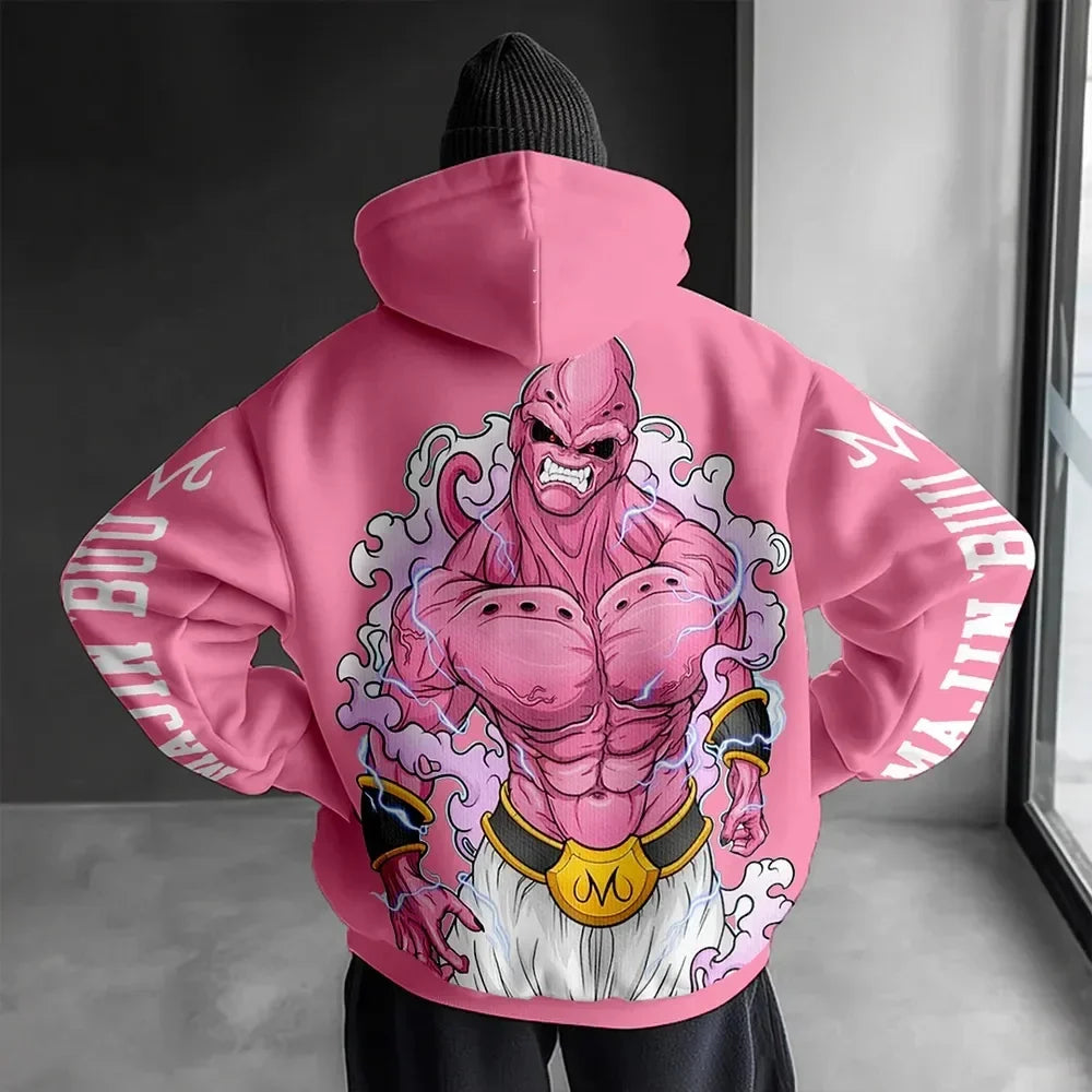 2026 Autumn Winter Dragon Ball  Hoodie High Quality 100% Cotton Majin Buu Print Unisex Oversized Casual Pullover for Adults Kids