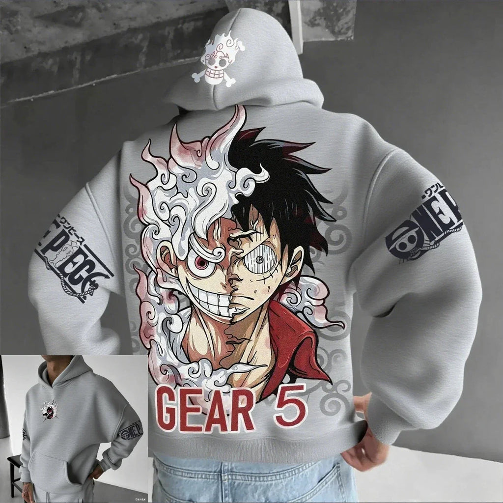 ONE PIECE Anime Luffy Joint Men's Hoodie Spring and Autumn New Large Daily Loose Japan Harajuku Parent-Child Pullover Top