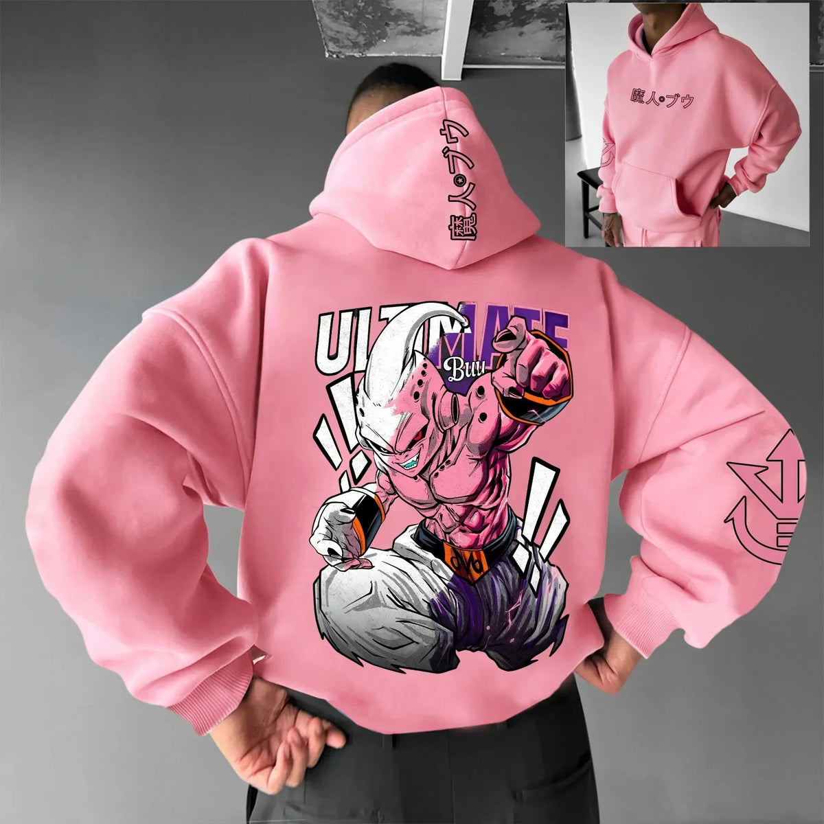 2026 Autumn Winter Dragon Ball  Hoodie High Quality 100% Cotton Majin Buu Print Unisex Oversized Casual Pullover for Adults Kids