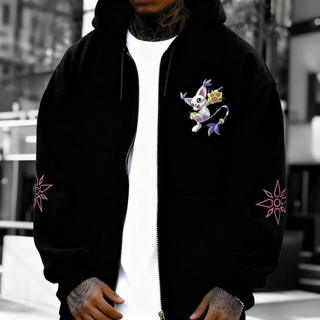 Zipper Hoodie 2025 Men's Anime Printed American Trend Y2K Casual Loose Sweater Top