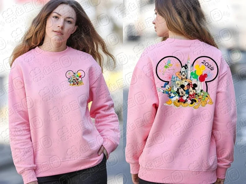 2026 Mickey and Friends Peripheral Printed Hoodies Latest Fashion Girls Spring Loose Parent-child Comfortable Round-neck Hoodie