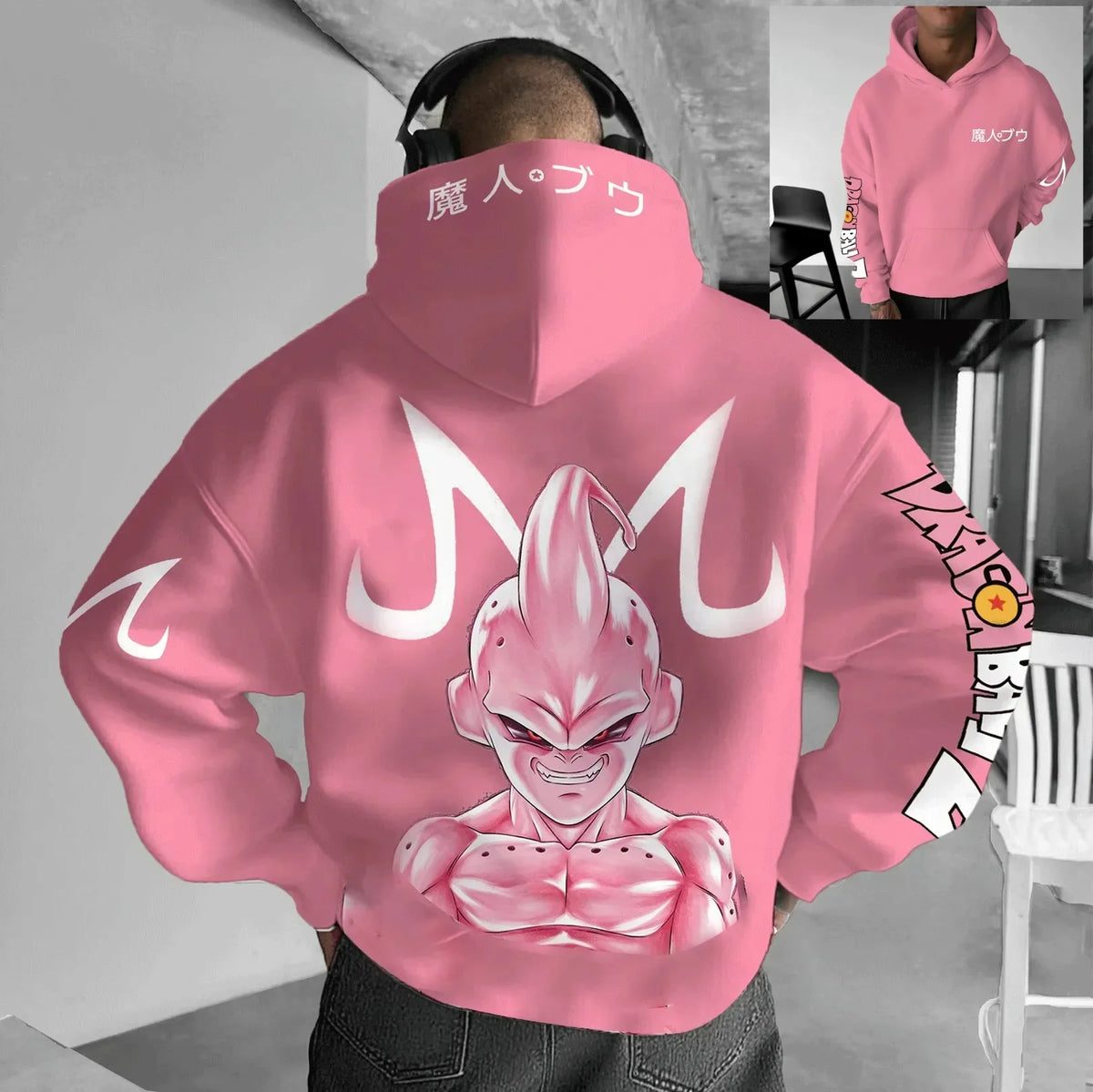 2026 Autumn Winter Dragon Ball  Hoodie High Quality 100% Cotton Majin Buu Print Unisex Oversized Casual Pullover for Adults Kids
