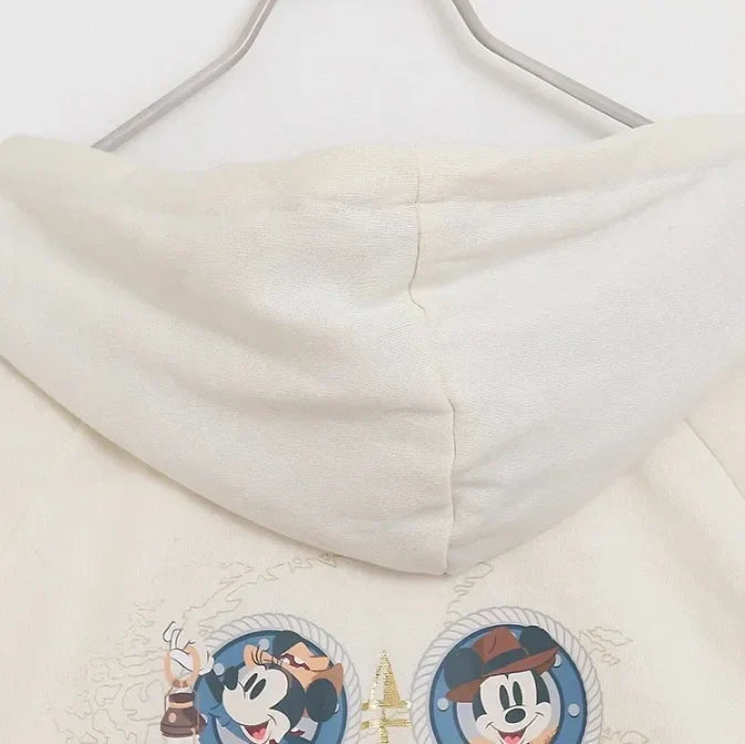70th Anniversary Castle Mickey Mouse Letter Print Embroidery Fleece Sweatshirt Unisex Women Zip Up Jacket Jumper Tops