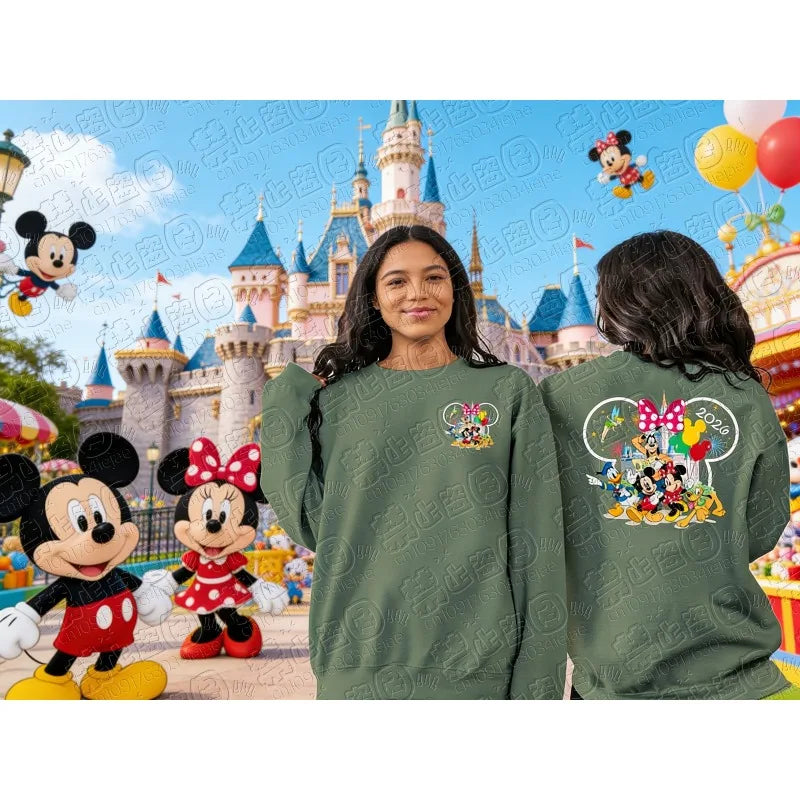 2026 Mickey and Friends Peripheral Printed Hoodies Latest Fashion Girls Spring Loose Parent-child Comfortable Round-neck Hoodie