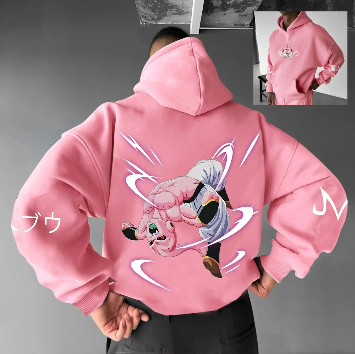 2026 Autumn Winter Dragon Ball  Hoodie High Quality 100% Cotton Majin Buu Print Unisex Oversized Casual Pullover for Adults Kids