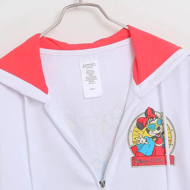 70th Anniversary Castle Mickey Mouse Letter Print Embroidery Fleece Sweatshirt Unisex Women Zip Up Jacket Jumper Tops
