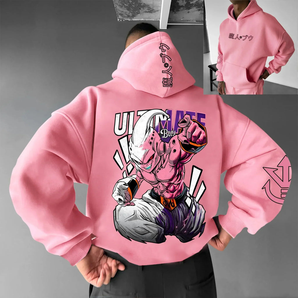 2026 Autumn Winter Dragon Ball  Hoodie High Quality 100% Cotton Majin Buu Print Unisex Oversized Casual Pullover for Adults Kids