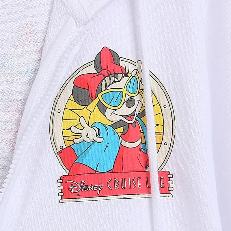 70th Anniversary Castle Mickey Mouse Letter Print Embroidery Fleece Sweatshirt Unisex Women Zip Up Jacket Jumper Tops