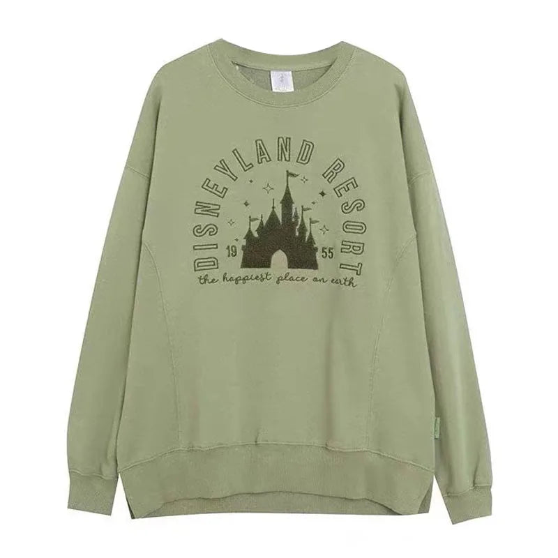 Embroidery Sweatshirt Women O Neck Pullover Tops Female Casual Loose Jumper Oversized Unisex Couple
