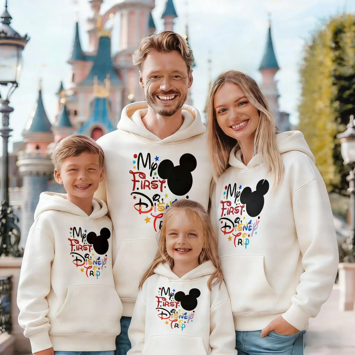 2026 Spring Mickey Pattern Pure Cotton Hoodie Parent-child Suit Unisex Cute Keep Warm High Quality Causal Family Cotton Hoodie