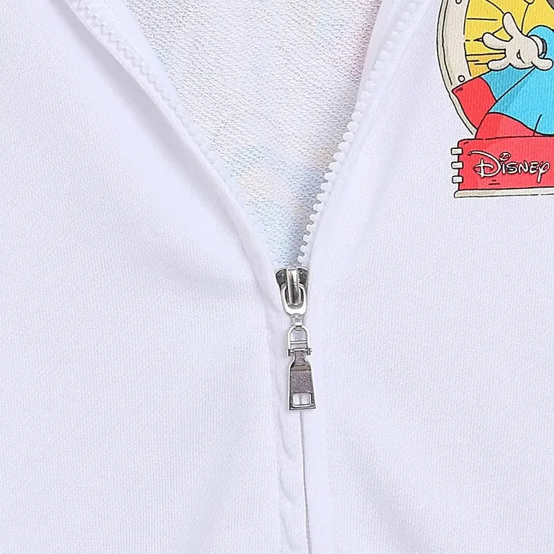 70th Anniversary Castle Mickey Mouse Letter Print Embroidery Fleece Sweatshirt Unisex Women Zip Up Jacket Jumper Tops