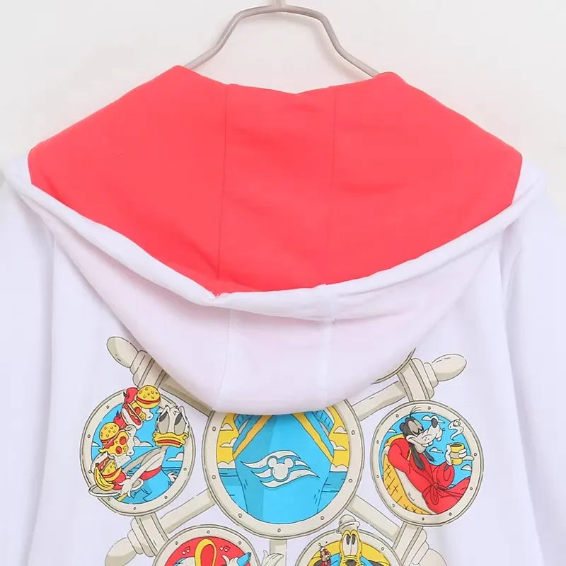 70th Anniversary Castle Mickey Mouse Letter Print Embroidery Fleece Sweatshirt Unisex Women Zip Up Jacket Jumper Tops