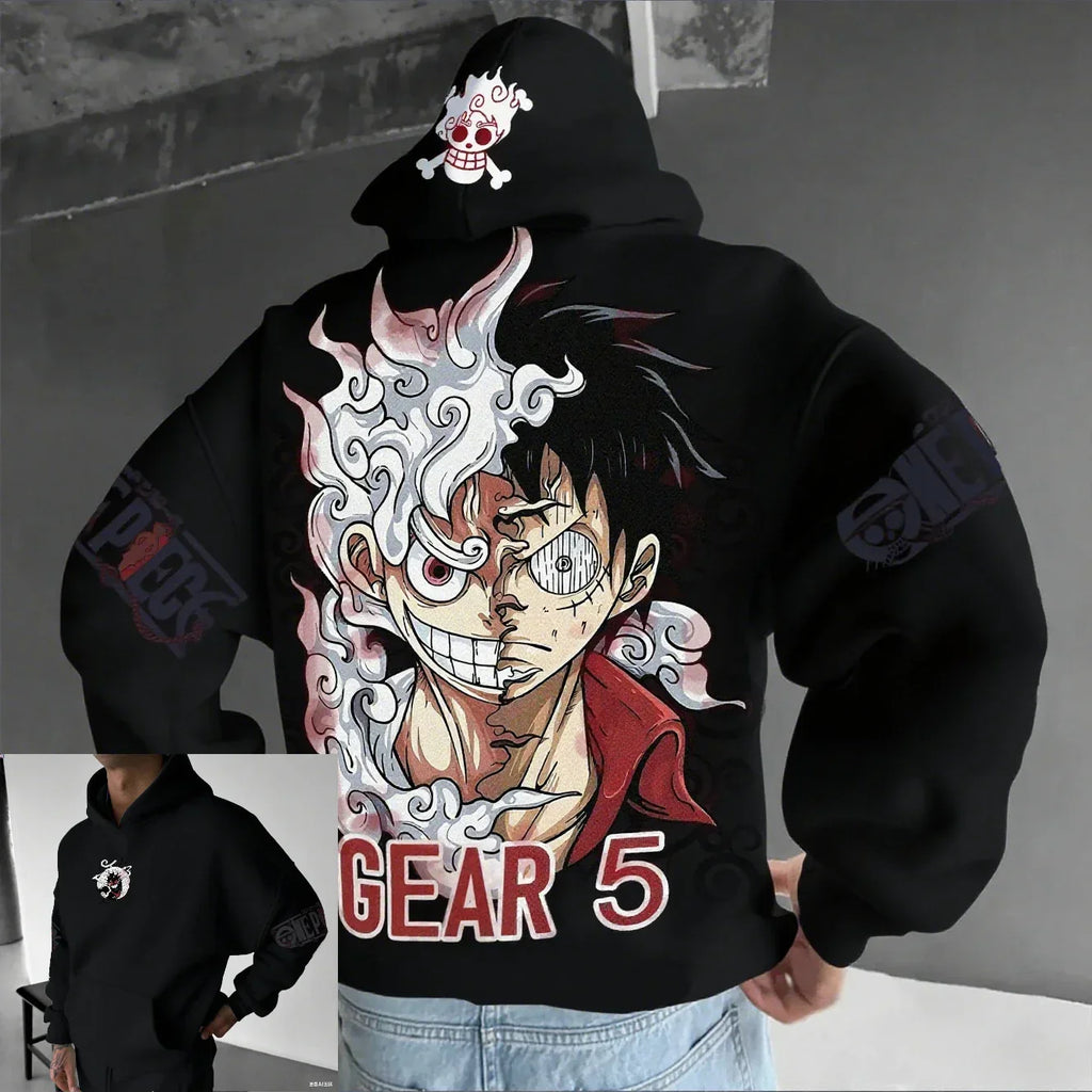 ONE PIECE Anime Luffy Joint Men's Hoodie Spring and Autumn New Large Daily Loose Japan Harajuku Parent-Child Pullover Top