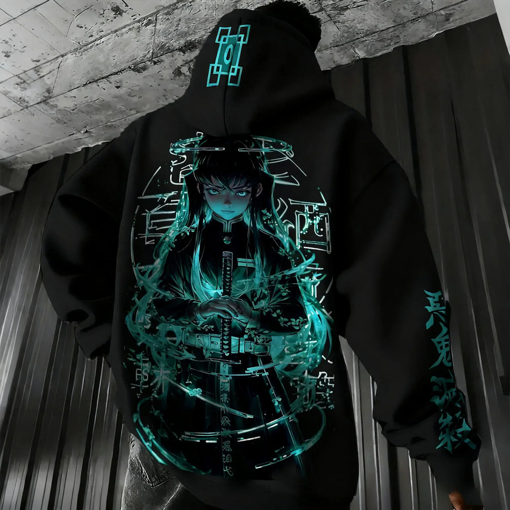 Anime Zipper Hoodie Unisex Autumn/Winter New Tokitou Muichirou Printed Harajuku Large Casual Loose Versatile Top