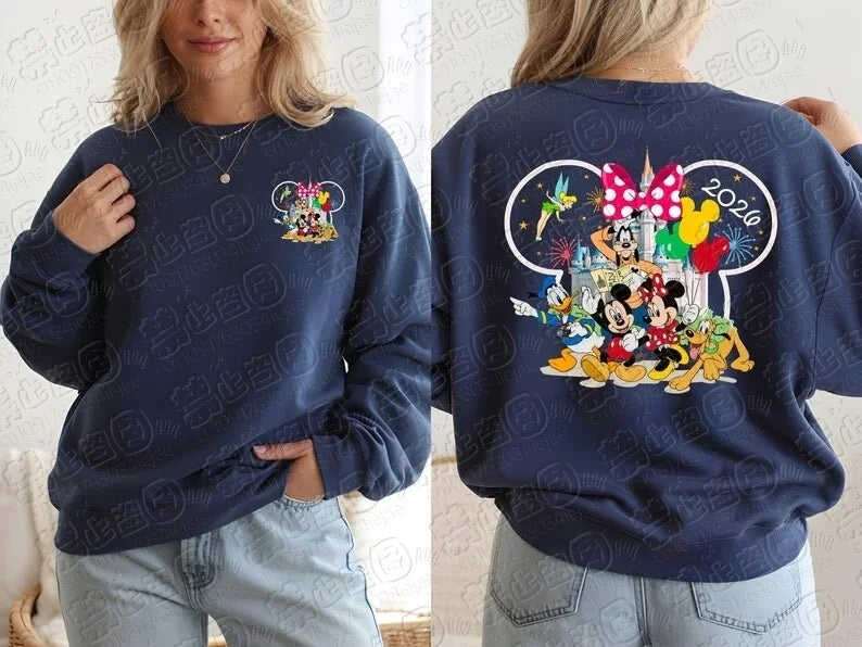 2026 Mickey and Friends Peripheral Printed Hoodies Latest Fashion Girls Spring Loose Parent-child Comfortable Round-neck Hoodie