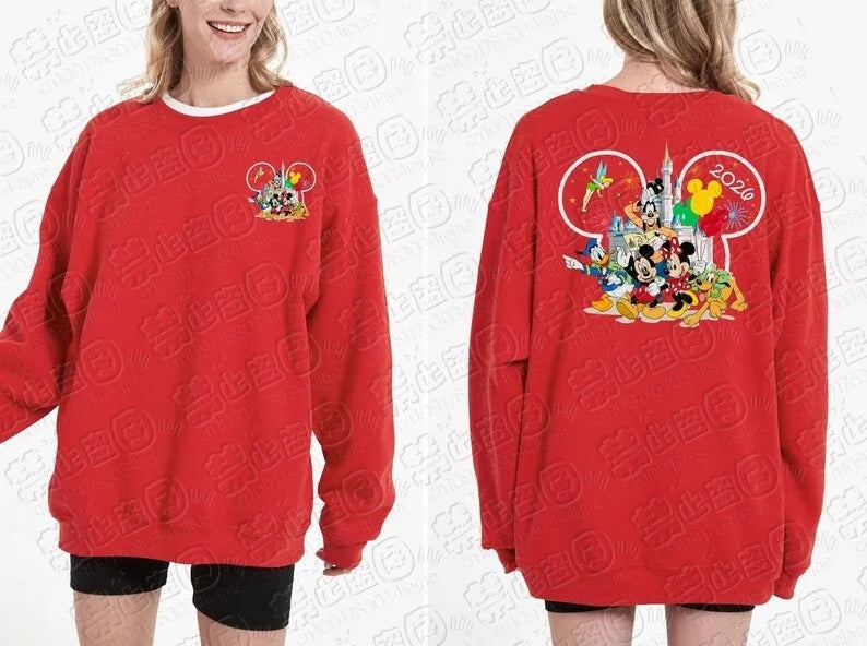 2026 Mickey and Friends Peripheral Printed Hoodies Latest Fashion Girls Spring Loose Parent-child Comfortable Round-neck Hoodie