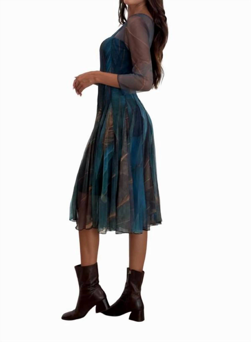 Elana Kattan - Fit And Flare V Neck Midi Dress