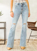 Hidden - Women's Kelly Distressed High Rise Light Ultra Flare Jean