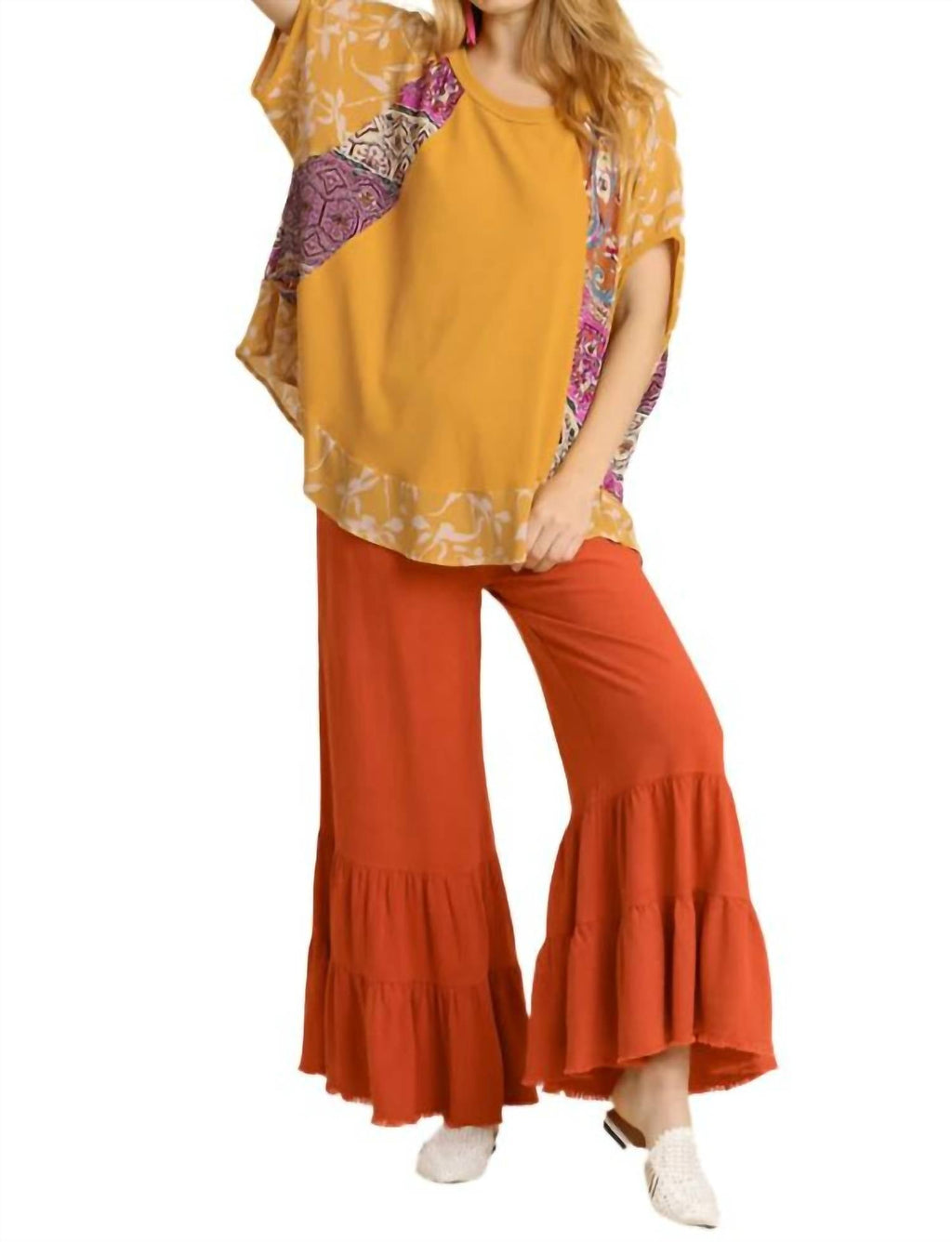 Umgee - Mixed Print Short Sleeve Top