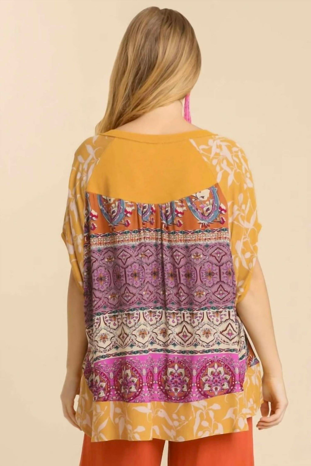 Umgee - Mixed Print Short Sleeve Top
