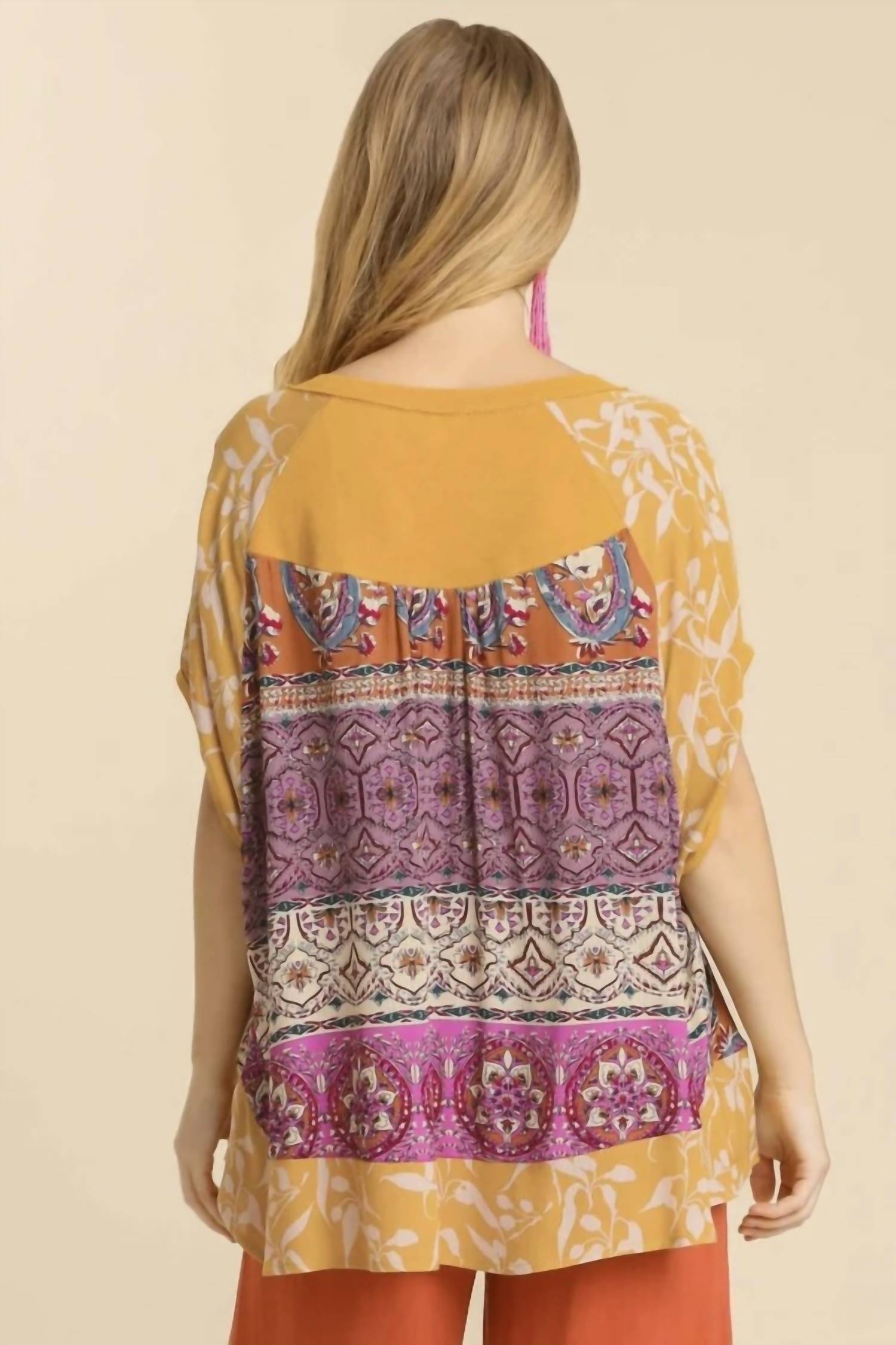 Umgee - Mixed Print Short Sleeve Top