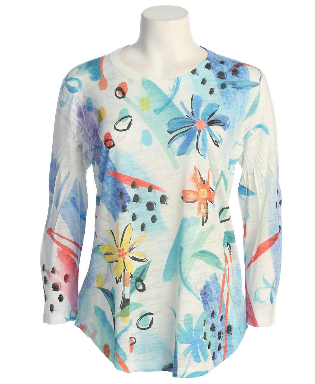 Jess & Jane - Women's Flora Burnout Rounded Hem Top