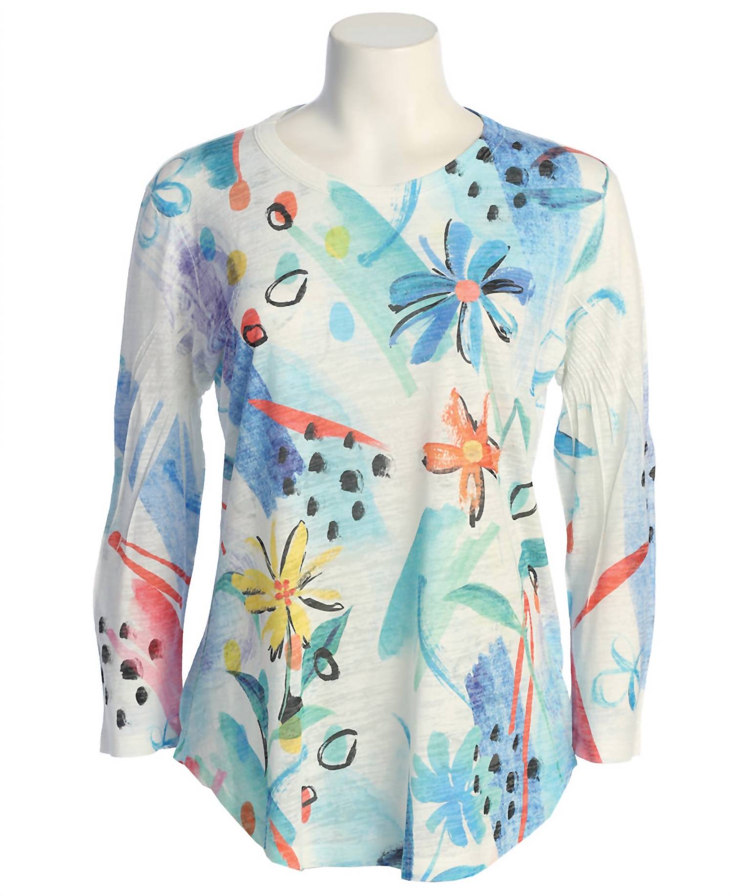 Jess & Jane - Women's Flora Burnout Rounded Hem Top