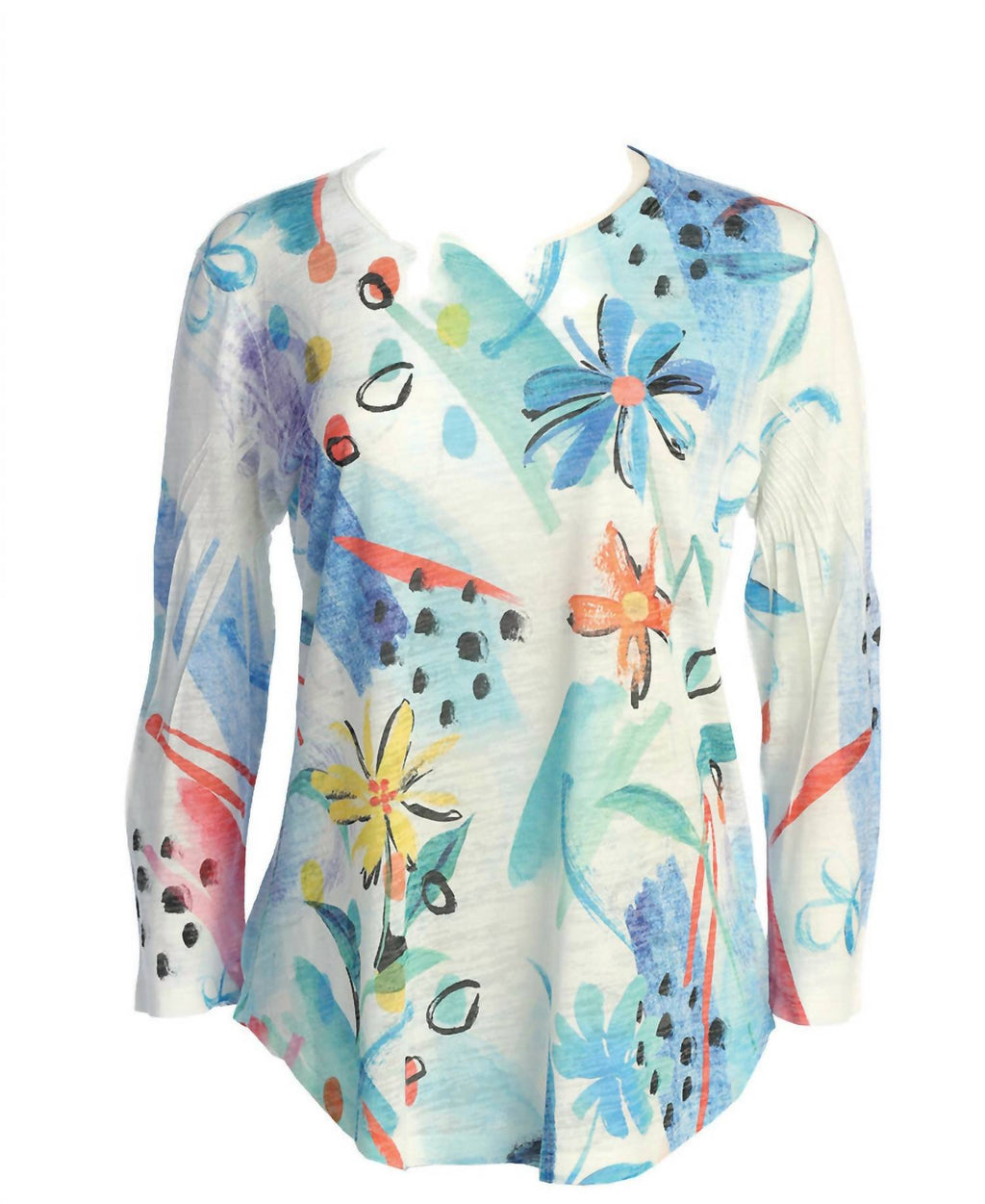 Jess & Jane - Women's Flora Burnout Rounded Hem Top