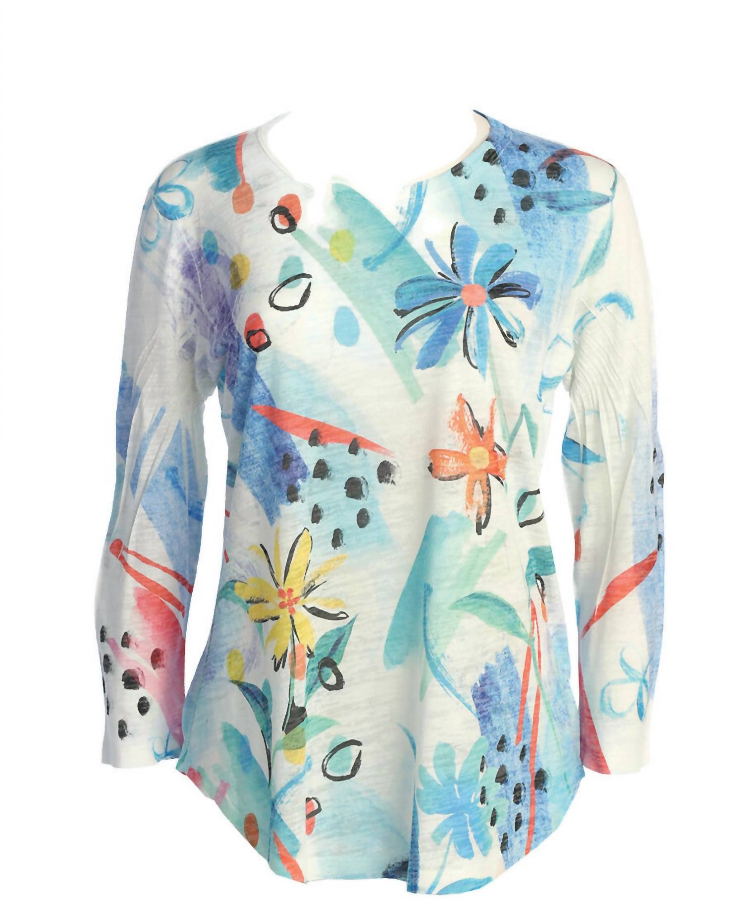 Jess & Jane - Women's Flora Burnout Rounded Hem Top