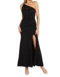 R&M Richards - One Shoulder Cape Gown With Rhinestone Detailing